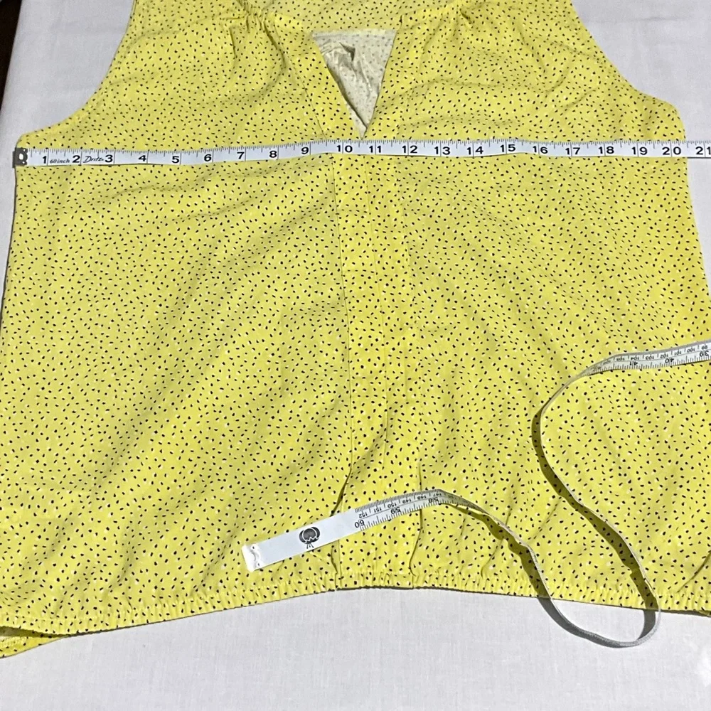 LOFT Yellow Polka Dot Sleeveless V-Neck Blouse - Size Large - Picture 7 of 8
